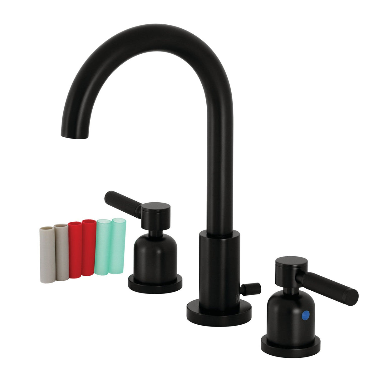 Kaiser FSC8920DKL Two-Handle 3-Hole Deck Mount Widespread Bathroom Faucet with Pop-Up Drain, Matte Black