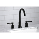 Concord FSC8920DL Two-Handle 3-Hole Deck Mount Widespread Bathroom Faucet with Pop-Up Drain, Matte Black