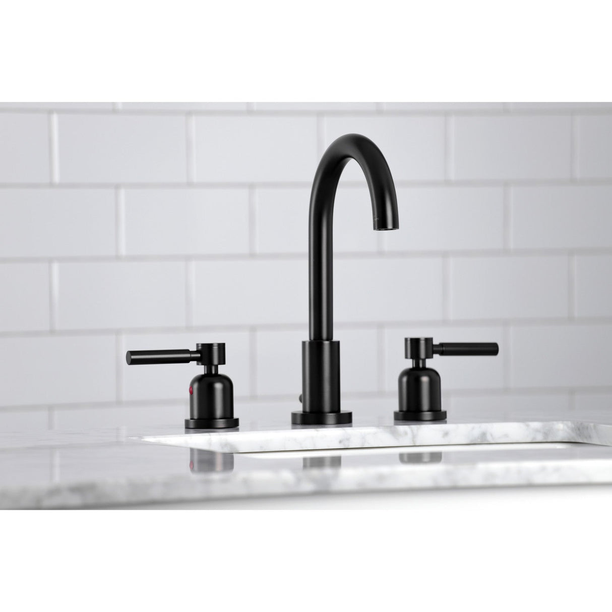 Concord FSC8920DL Two-Handle 3-Hole Deck Mount Widespread Bathroom Faucet with Pop-Up Drain, Matte Black