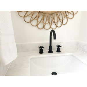 Concord FSC8920DX Two-Handle 3-Hole Deck Mount Widespread Bathroom Faucet with Pop-Up Drain, Matte Black