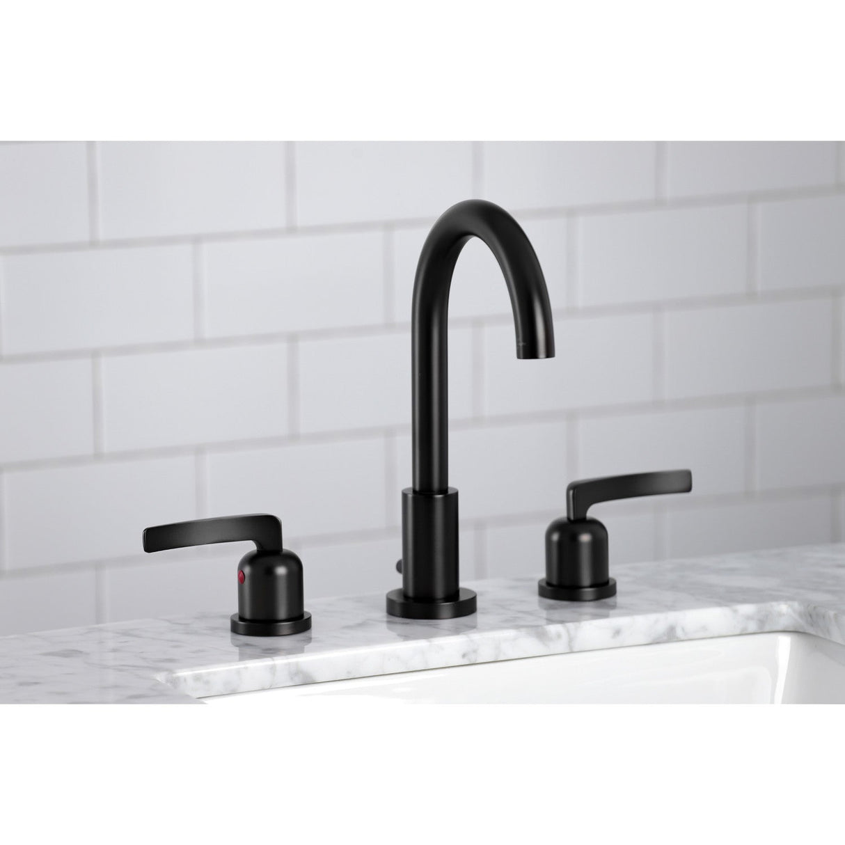 Centurion FSC8920EFL Two-Handle 3-Hole Deck Mount Widespread Bathroom Faucet with Pop-Up Drain, Matte Black