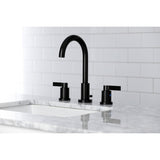 NuvoFusion FSC8920NDL Two-Handle 3-Hole Deck Mount Widespread Bathroom Faucet with Pop-Up Drain, Matte Black