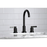 NuvoFusion FSC8920NDL Two-Handle 3-Hole Deck Mount Widespread Bathroom Faucet with Pop-Up Drain, Matte Black