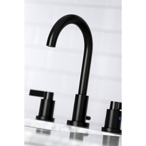 NuvoFusion FSC8920NDL Two-Handle 3-Hole Deck Mount Widespread Bathroom Faucet with Pop-Up Drain, Matte Black