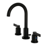 NuvoFusion FSC8920NDL Two-Handle 3-Hole Deck Mount Widespread Bathroom Faucet with Pop-Up Drain, Matte Black