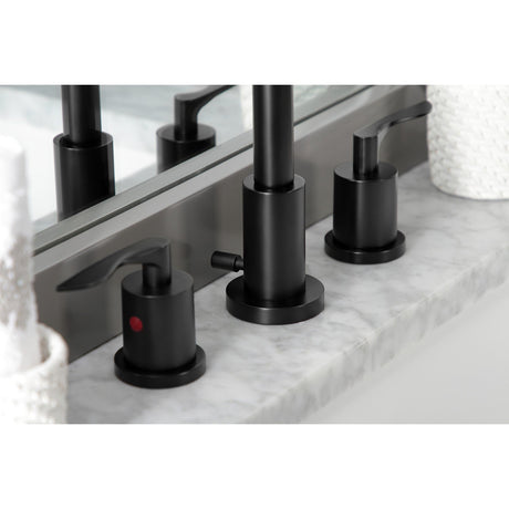 Serena FSC8920SVL Two-Handle 3-Hole Deck Mount Widespread Bathroom Faucet with Pop-Up Drain, Matte Black