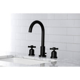 Millennium FSC8920ZX Two-Handle 3-Hole Deck Mount Widespread Bathroom Faucet with Pop-Up Drain, Matte Black