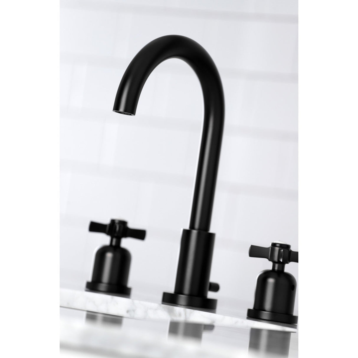 Millennium FSC8920ZX Two-Handle 3-Hole Deck Mount Widespread Bathroom Faucet with Pop-Up Drain, Matte Black