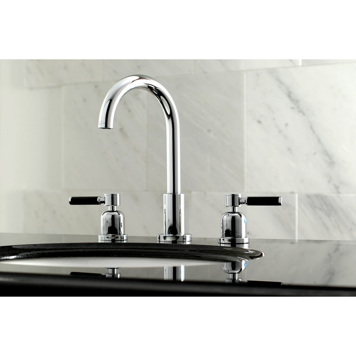 Kaiser FSC8921DKL Two-Handle 3-Hole Deck Mount Widespread Bathroom Faucet with Pop-Up Drain, Polished Chrome