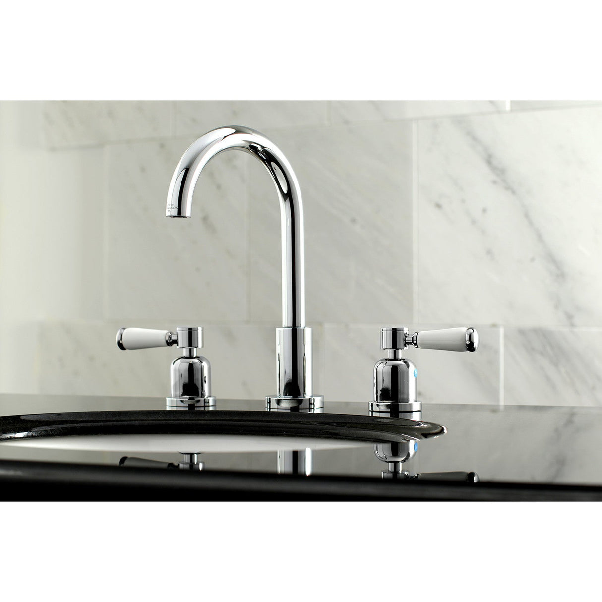 Paris FSC8921DPL Two-Handle 3-Hole Deck Mount Widespread Bathroom Faucet with Pop-Up Drain, Polished Chrome