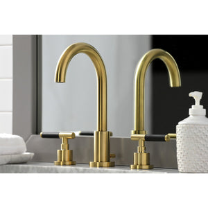 Kaiser FSC8923CKL Two-Handle 3-Hole Deck Mount Widespread Bathroom Faucet with Pop-Up Drain, Brushed Brass