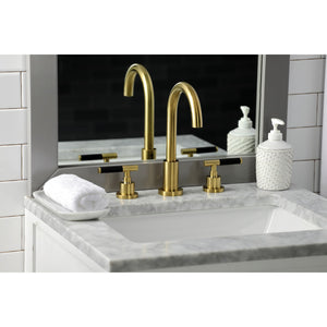 Kaiser FSC8923CKL Two-Handle 3-Hole Deck Mount Widespread Bathroom Faucet with Pop-Up Drain, Brushed Brass