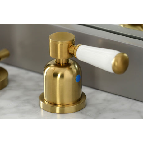 Paris FSC8923DPL Two-Handle 3-Hole Deck Mount Widespread Bathroom Faucet with Pop-Up Drain, Brushed Brass