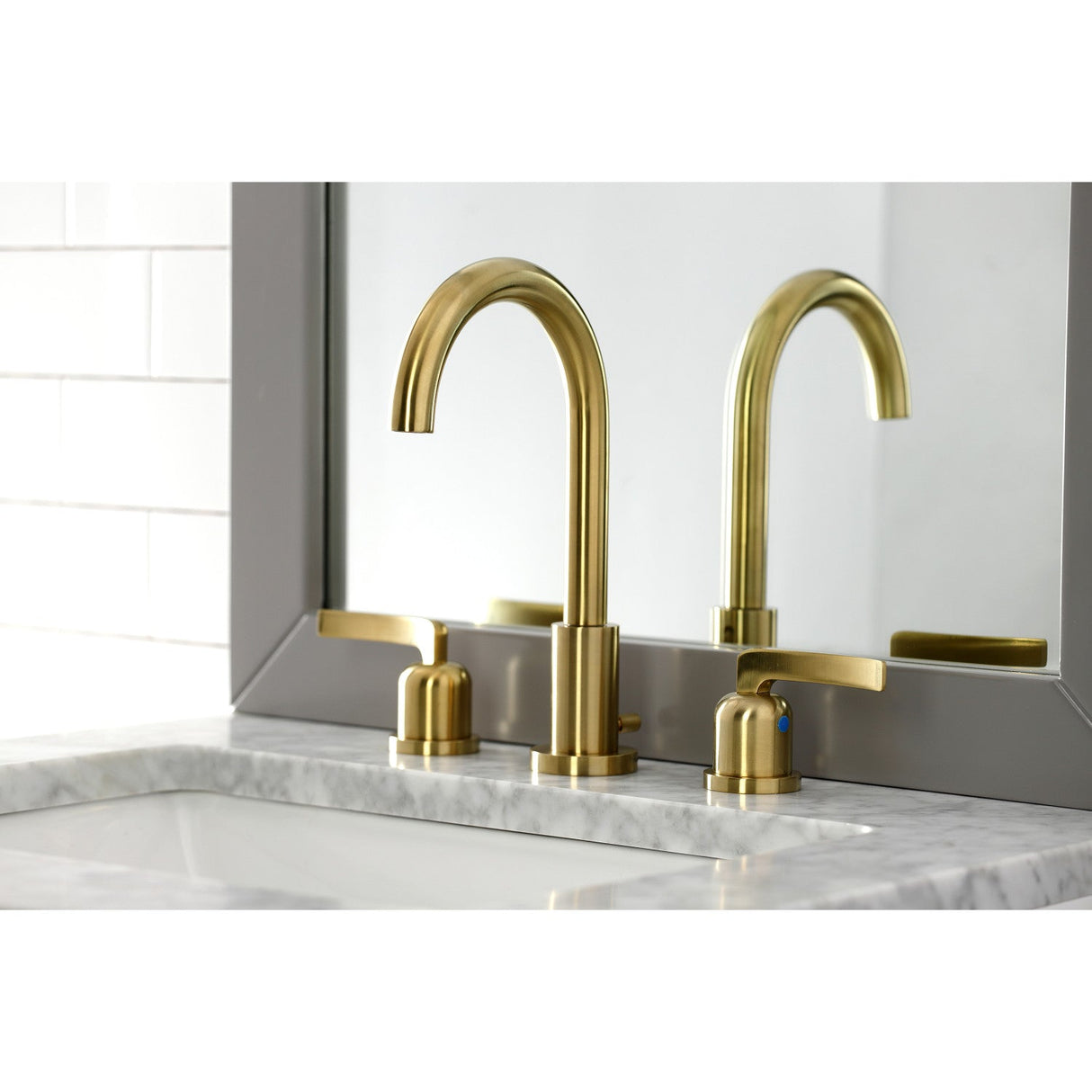 Centurion FSC8923EFL Two-Handle 3-Hole Deck Mount Widespread Bathroom Faucet with Pop-Up Drain, Brushed Brass