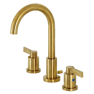 NuvoFusion FSC8923NDL Two-Handle 3-Hole Deck Mount Widespread Bathroom Faucet with Pop-Up Drain, Brushed Brass