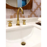 Millennium FSC8923ZX Two-Handle 3-Hole Deck Mount Widespread Bathroom Faucet with Pop-Up Drain, Brushed Brass