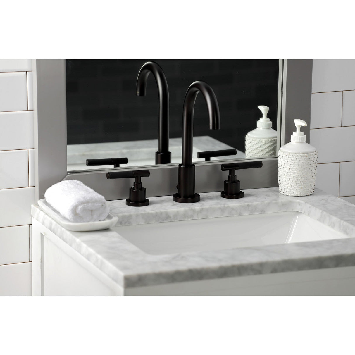 Kaiser FSC8925CKL Two-Handle 3-Hole Deck Mount Widespread Bathroom Faucet with Pop-Up Drain, Oil Rubbed Bronze