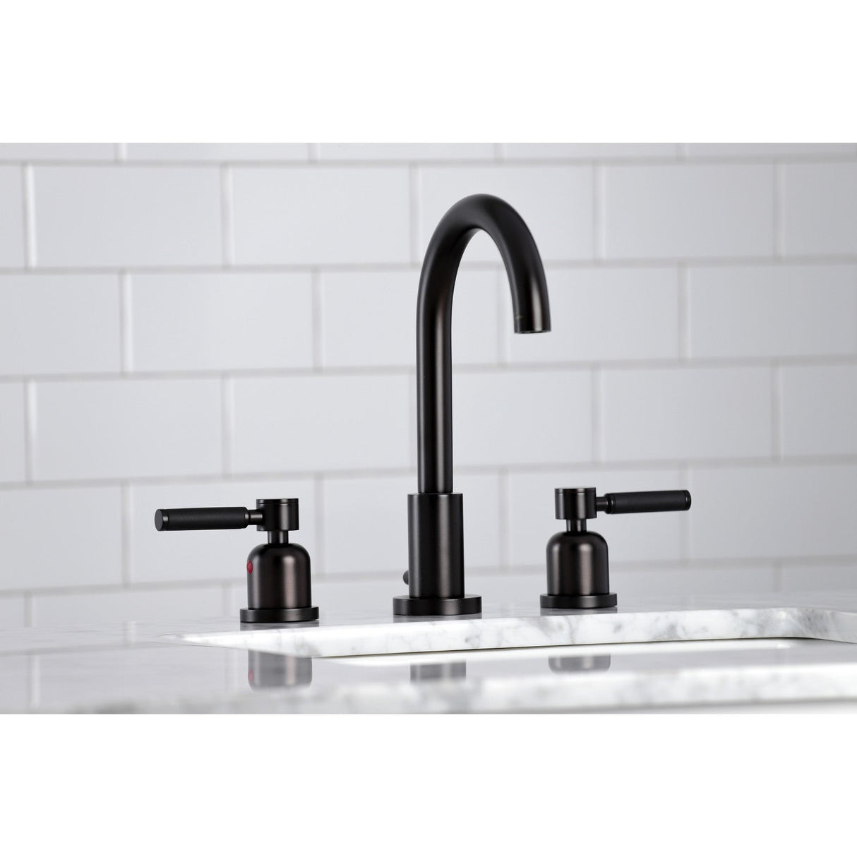 Kaiser FSC8925DKL Two-Handle 3-Hole Deck Mount Widespread Bathroom Faucet with Pop-Up Drain, Oil Rubbed Bronze