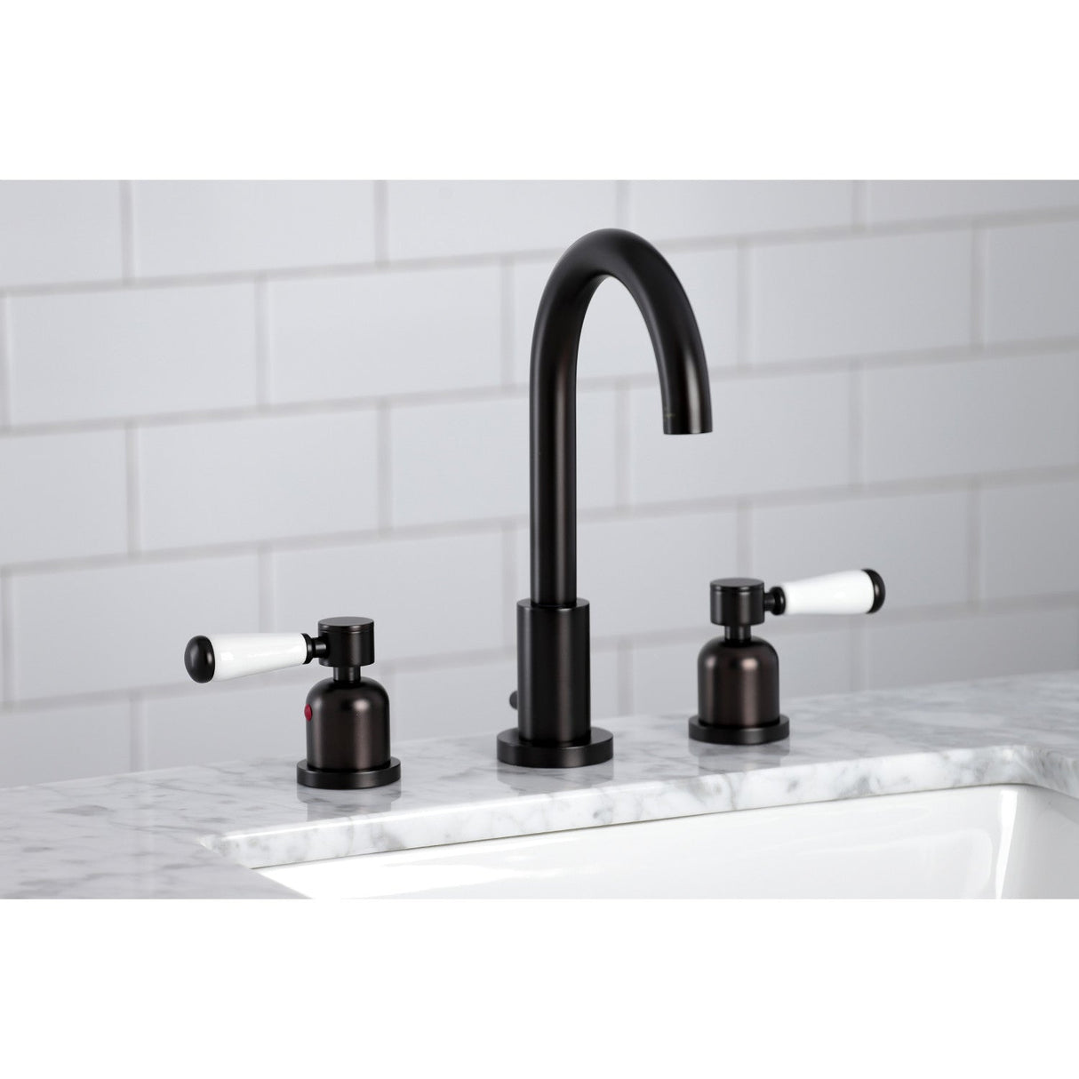 Paris FSC8925DPL Two-Handle 3-Hole Deck Mount Widespread Bathroom Faucet with Pop-Up Drain, Oil Rubbed Bronze