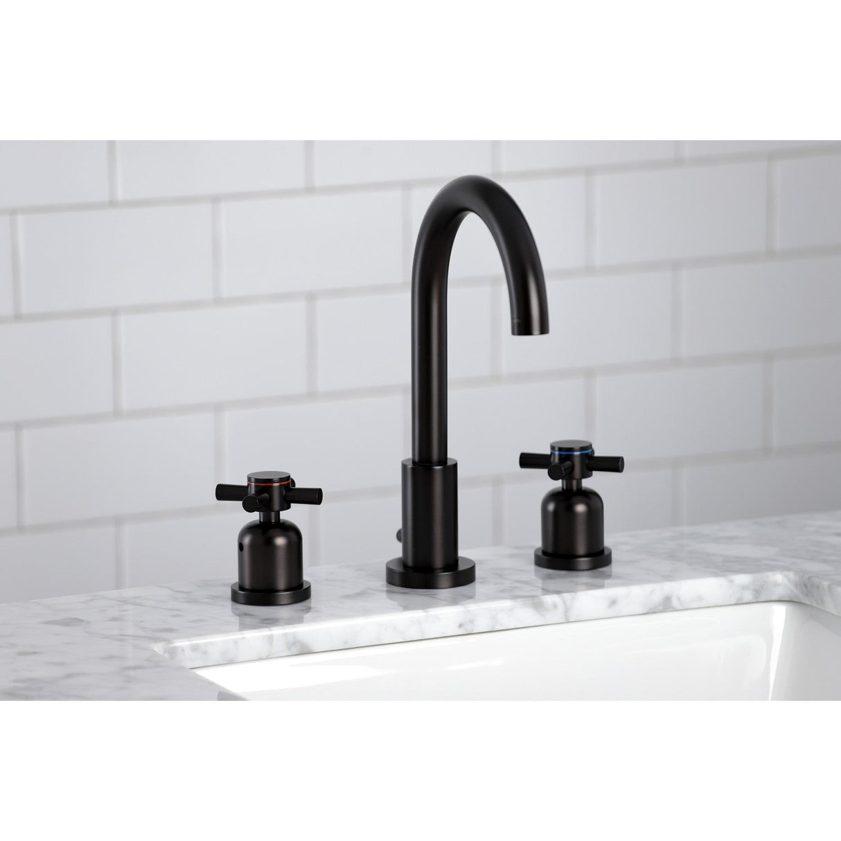 Concord FSC8925DX Two-Handle 3-Hole Deck Mount Widespread Bathroom Faucet with Pop-Up Drain, Oil Rubbed Bronze