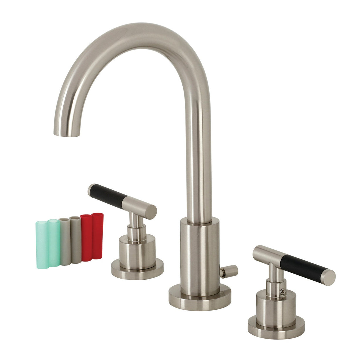 Kaiser FSC8928CKL Two-Handle 3-Hole Deck Mount Widespread Bathroom Faucet with Pop-Up Drain, Brushed Nickel