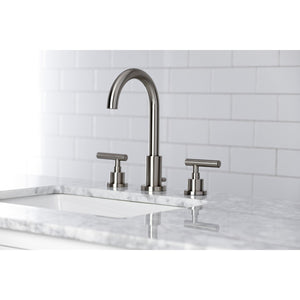 Manhattan FSC8928CML Two-Handle 3-Hole Deck Mount Widespread Bathroom Faucet with Pop-Up Drain, Brushed Nickel