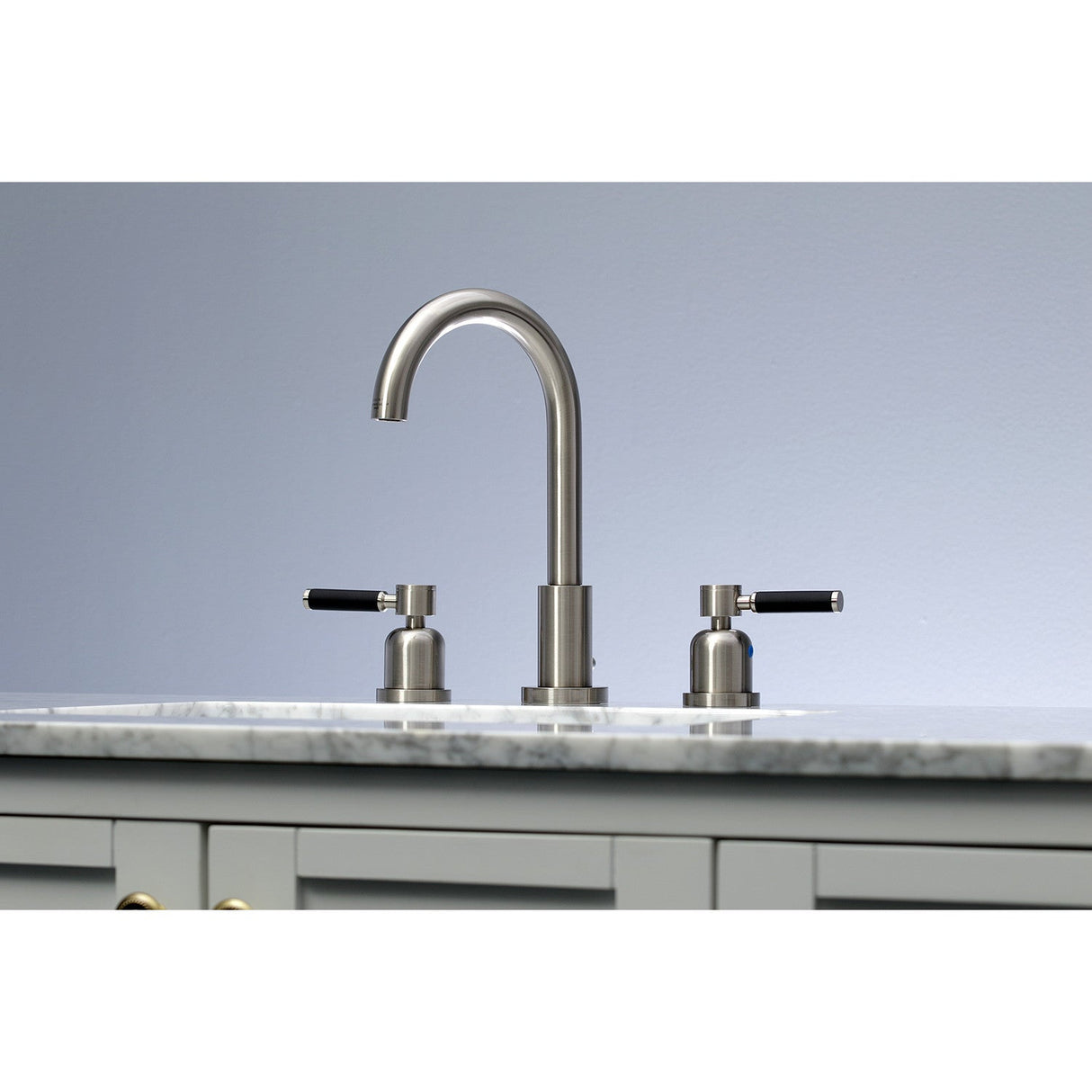 Kaiser FSC8928DKL Two-Handle 3-Hole Deck Mount Widespread Bathroom Faucet with Pop-Up Drain, Brushed Nickel