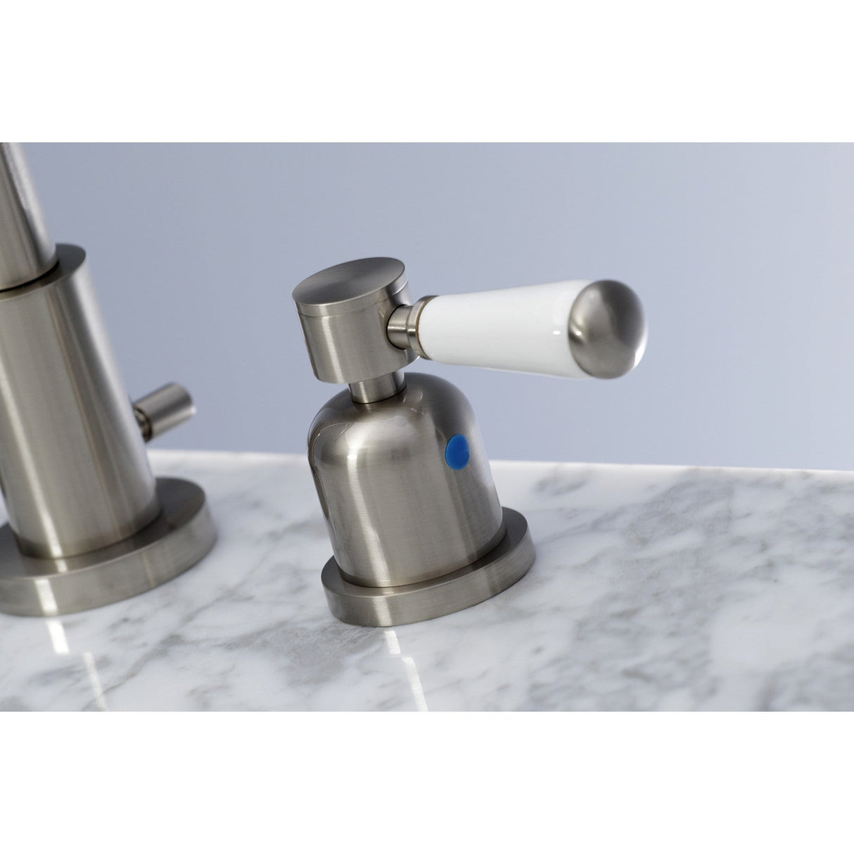 Paris FSC8928DPL Two-Handle 3-Hole Deck Mount Widespread Bathroom Faucet with Pop-Up Drain, Brushed Nickel