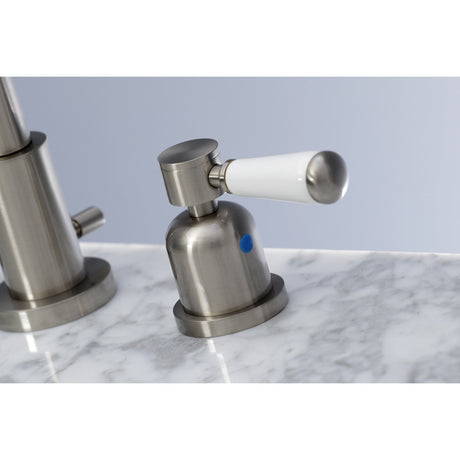 Paris FSC8928DPL Two-Handle 3-Hole Deck Mount Widespread Bathroom Faucet with Pop-Up Drain, Brushed Nickel