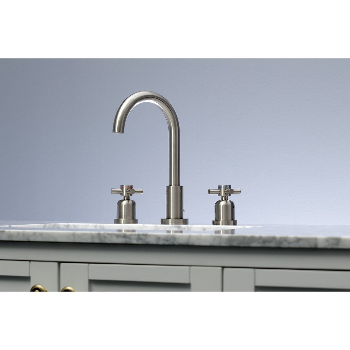 Concord FSC8928DX Two-Handle 3-Hole Deck Mount Widespread Bathroom Faucet with Pop-Up Drain, Brushed Nickel