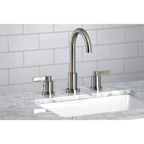 NuvoFusion FSC8928NDL Two-Handle 3-Hole Deck Mount Widespread Bathroom Faucet with Pop-Up Drain, Brushed Nickel