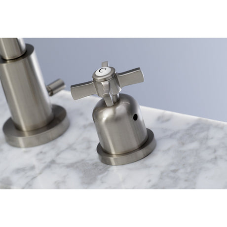 Millennium FSC8928ZX Two-Handle 3-Hole Deck Mount Widespread Bathroom Faucet with Pop-Up Drain, Brushed Nickel