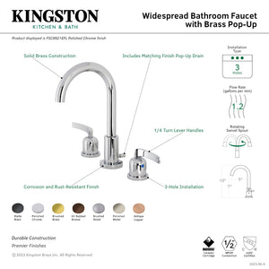 Centurion FSC8929EFL Two-Handle 3-Hole Deck Mount Widespread Bathroom Faucet with Pop-Up Drain, Polished Nickel