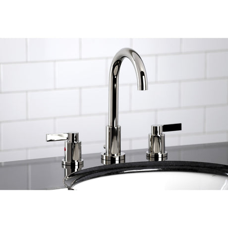NuvoFusion FSC8929NDL Two-Handle 3-Hole Deck Mount Widespread Bathroom Faucet with Pop-Up Drain, Polished Nickel