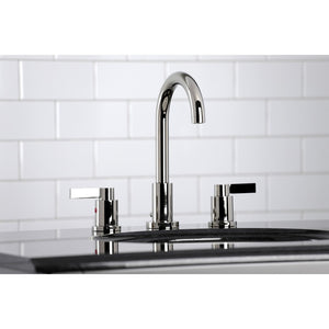 NuvoFusion FSC8929NDL Two-Handle 3-Hole Deck Mount Widespread Bathroom Faucet with Pop-Up Drain, Polished Nickel