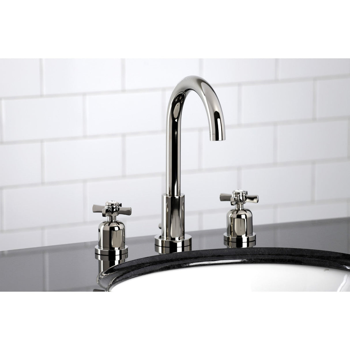 Millennium FSC8929ZX Two-Handle 3-Hole Deck Mount Widespread Bathroom Faucet with Pop-Up Drain, Polished Nickel