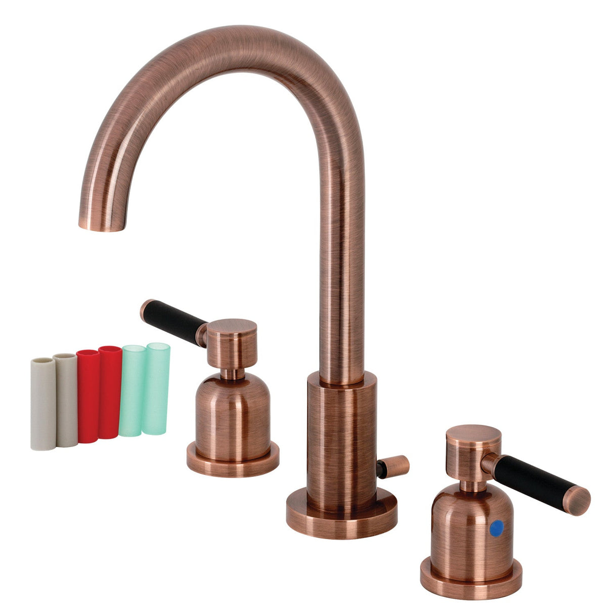 Kaiser FSC892DKLAC Two-Handle 3-Hole Deck Mount Widespread Bathroom Faucet with Pop-Up Drain, Antique Copper