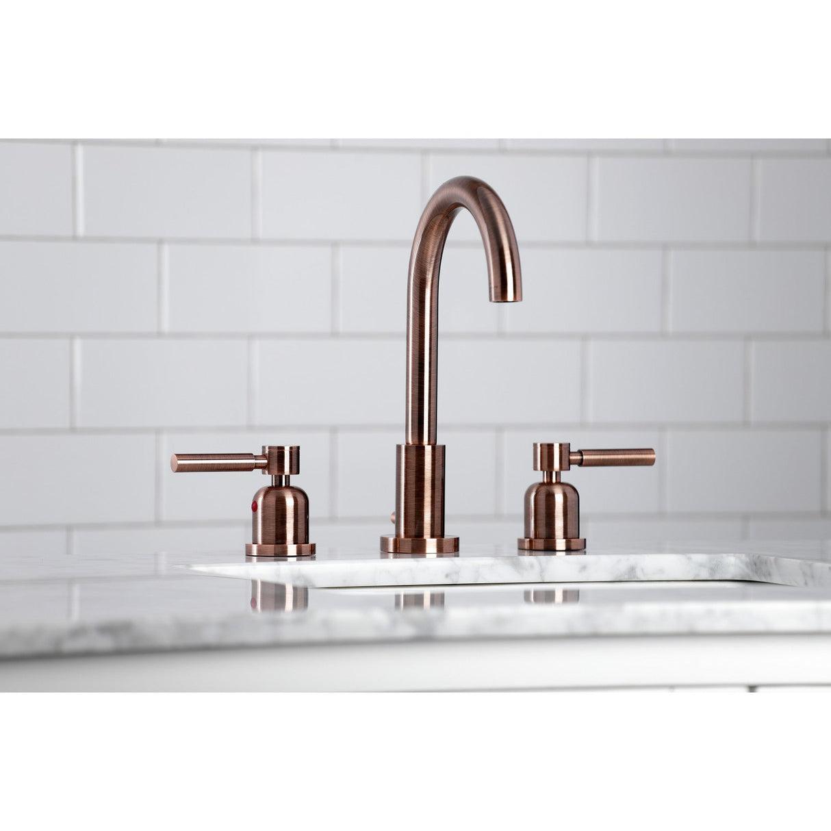 Concord FSC892DLAC Two-Handle 3-Hole Deck Mount Widespread Bathroom Faucet with Pop-Up Drain, Antique Copper