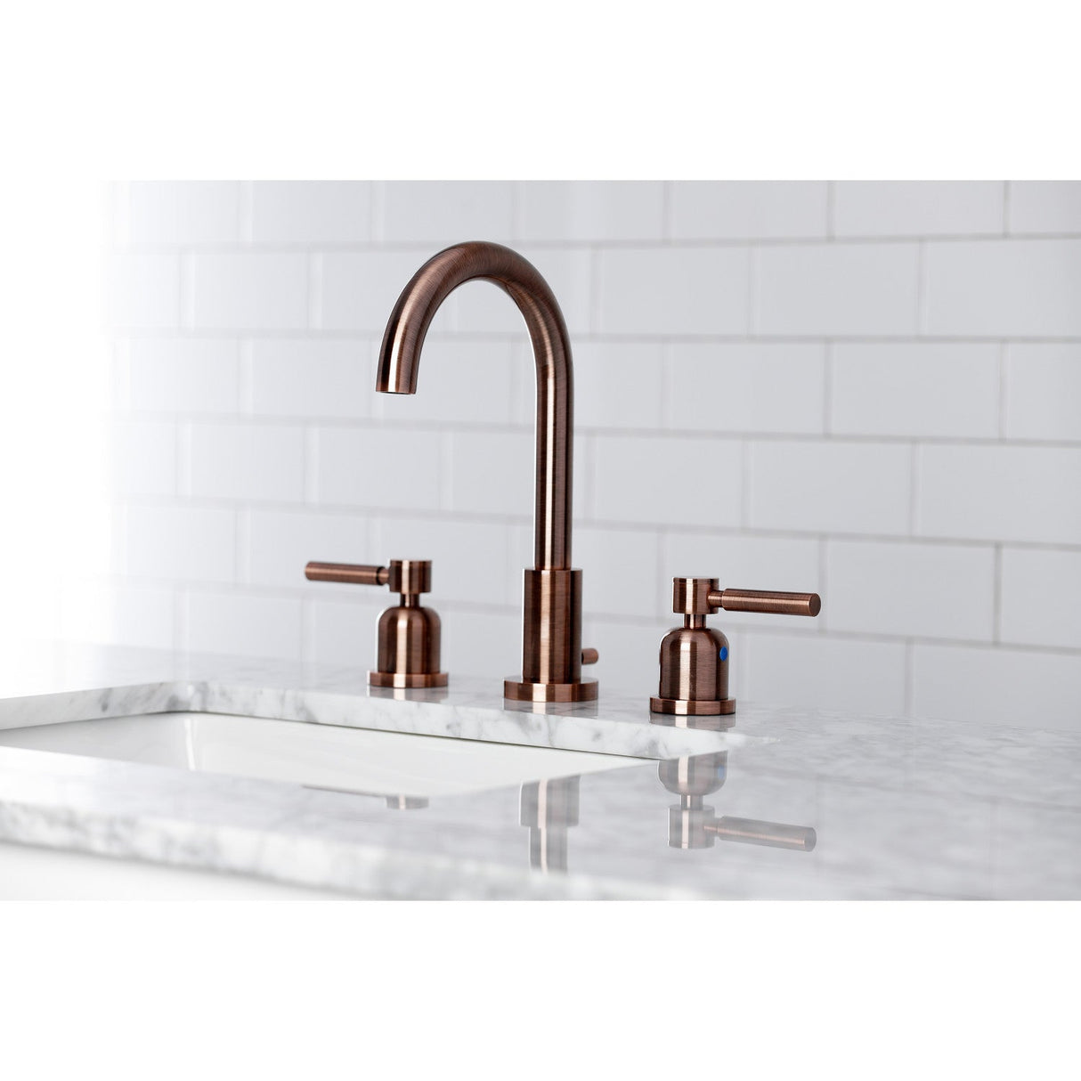 Concord FSC892DLAC Two-Handle 3-Hole Deck Mount Widespread Bathroom Faucet with Pop-Up Drain, Antique Copper