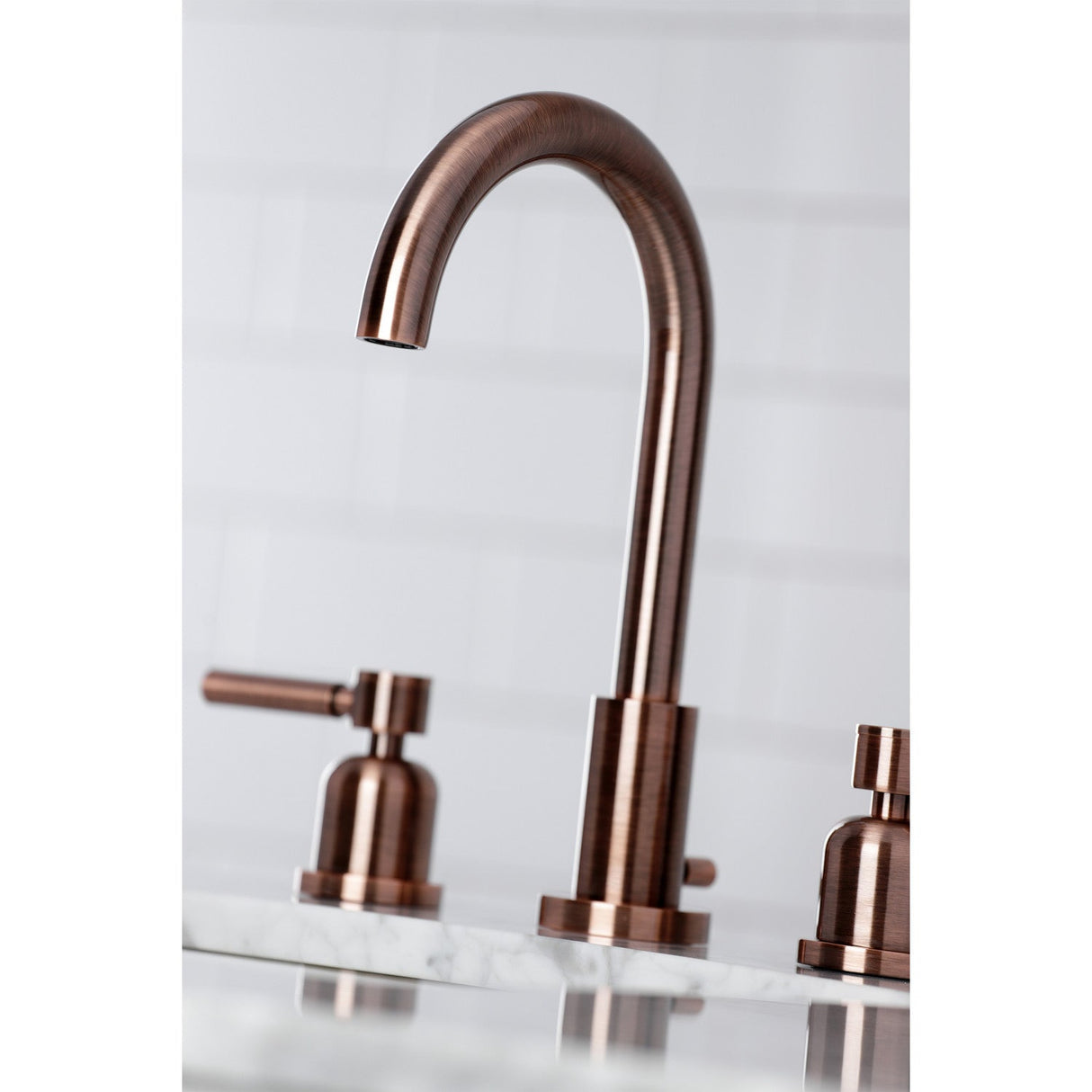 Concord FSC892DLAC Two-Handle 3-Hole Deck Mount Widespread Bathroom Faucet with Pop-Up Drain, Antique Copper
