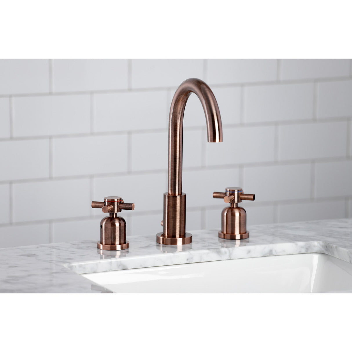 Concord FSC892DXAC Two-Handle 3-Hole Deck Mount Widespread Bathroom Faucet with Pop-Up Drain, Antique Copper