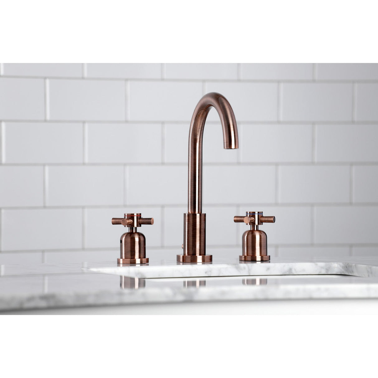 Concord FSC892DXAC Two-Handle 3-Hole Deck Mount Widespread Bathroom Faucet with Pop-Up Drain, Antique Copper