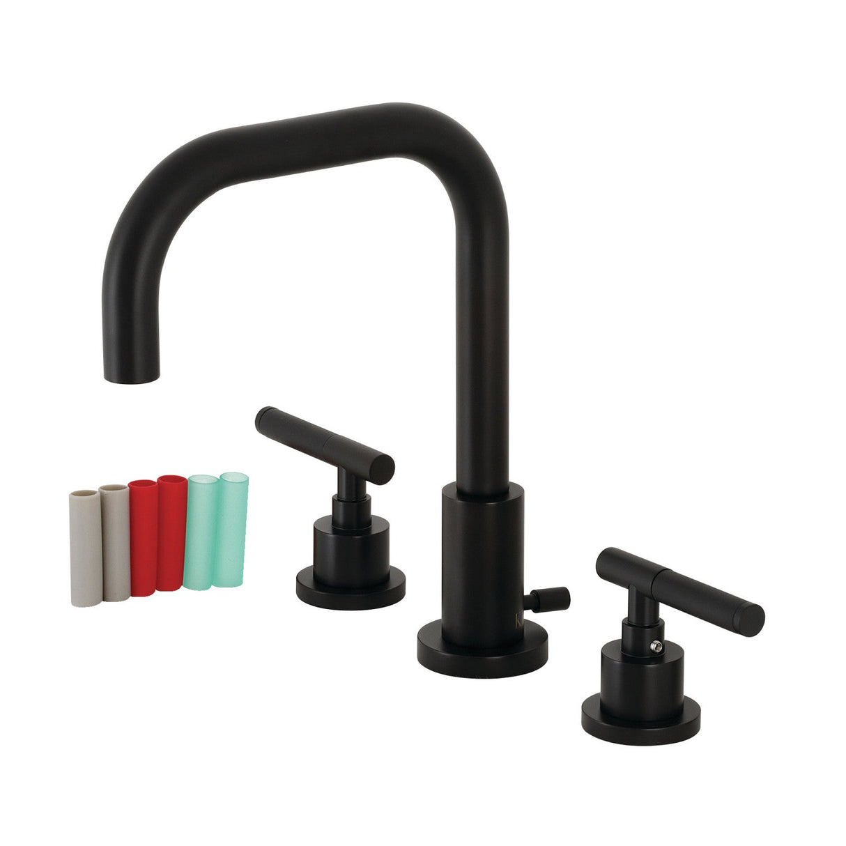 Kaiser FSC8930CKL Two-Handle 3-Hole Deck Mount Widespread Bathroom Faucet with Pop-Up Drain, Matte Black