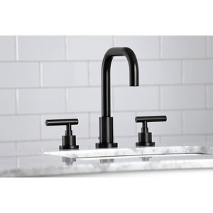 Manhattan FSC8930CML Two-Handle 3-Hole Deck Mount Widespread Bathroom Faucet with Pop-Up Drain, Matte Black