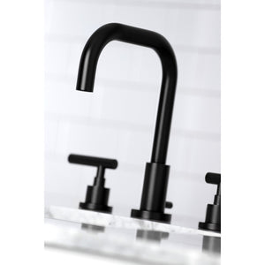 Manhattan FSC8930CML Two-Handle 3-Hole Deck Mount Widespread Bathroom Faucet with Pop-Up Drain, Matte Black