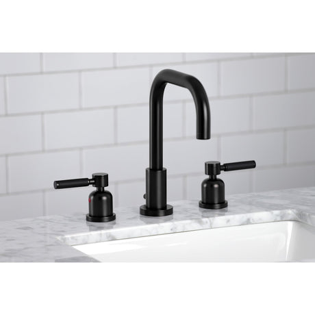 Kaiser FSC8930DKL Two-Handle 3-Hole Deck Mount Widespread Bathroom Faucet with Pop-Up Drain, Matte Black