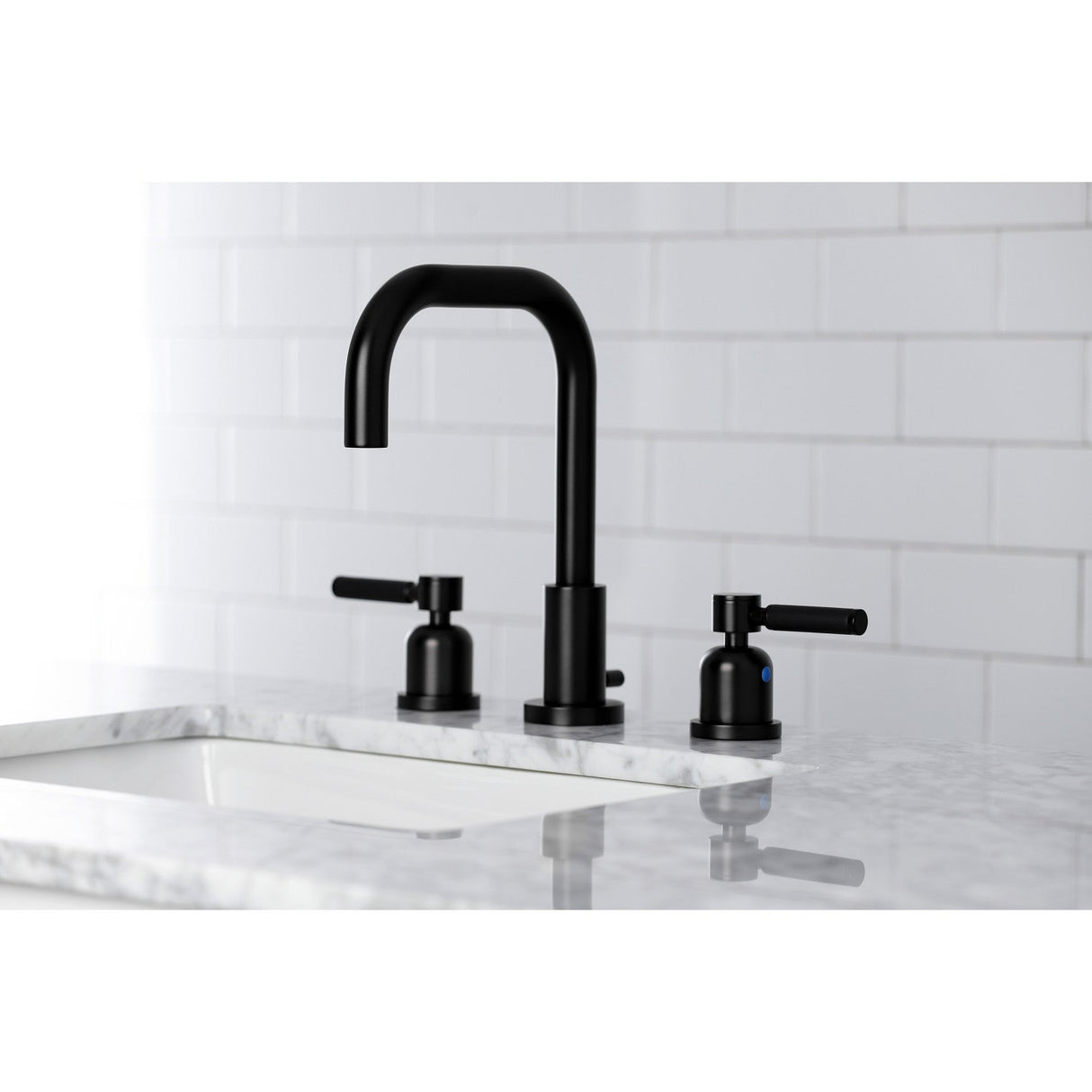 Kaiser FSC8930DKL Two-Handle 3-Hole Deck Mount Widespread Bathroom Faucet with Pop-Up Drain, Matte Black