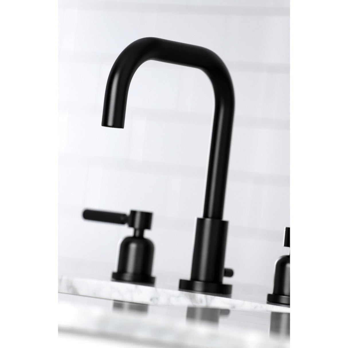 Kaiser FSC8930DKL Two-Handle 3-Hole Deck Mount Widespread Bathroom Faucet with Pop-Up Drain, Matte Black