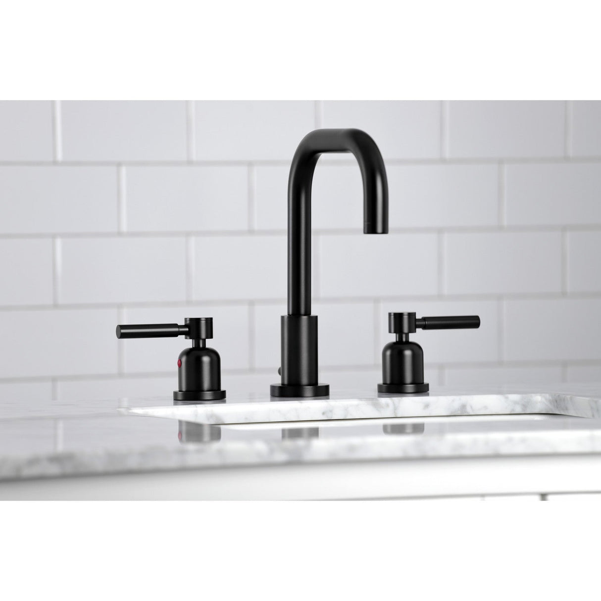 Concord FSC8930DL Two-Handle 3-Hole Deck Mount Widespread Bathroom Faucet with Pop-Up Drain, Matte Black