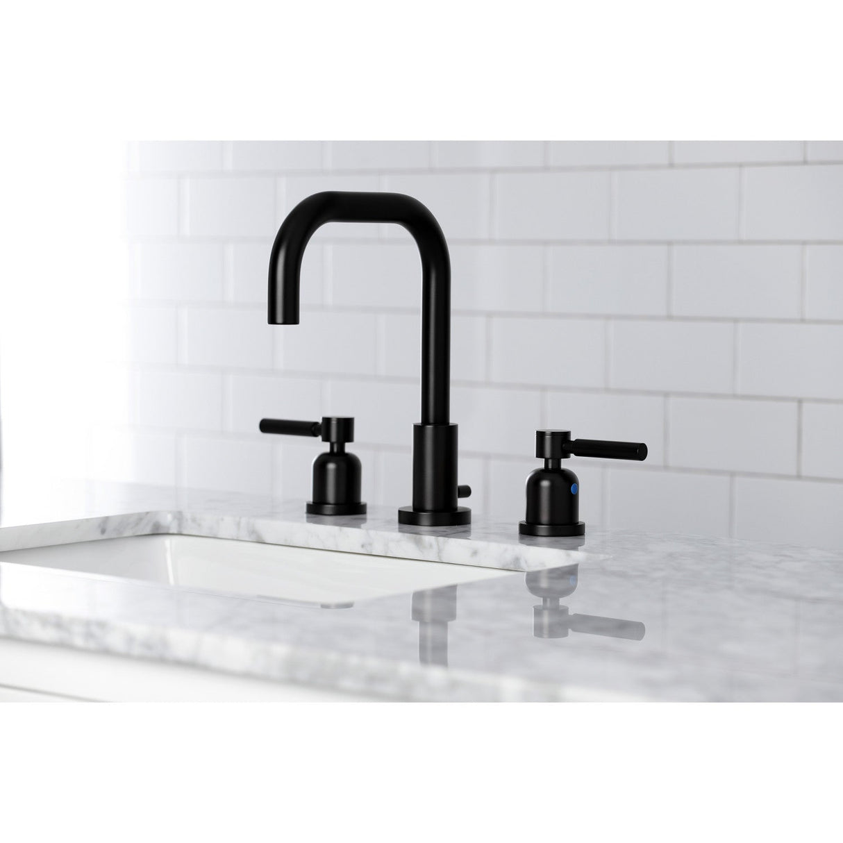 Concord FSC8930DL Two-Handle 3-Hole Deck Mount Widespread Bathroom Faucet with Pop-Up Drain, Matte Black